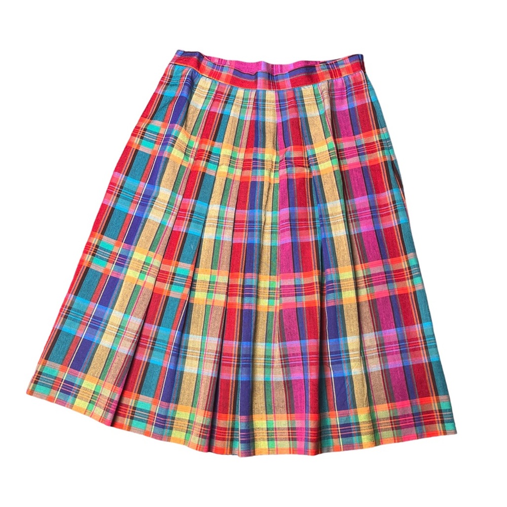 VTG plaid rainbow midi skirt